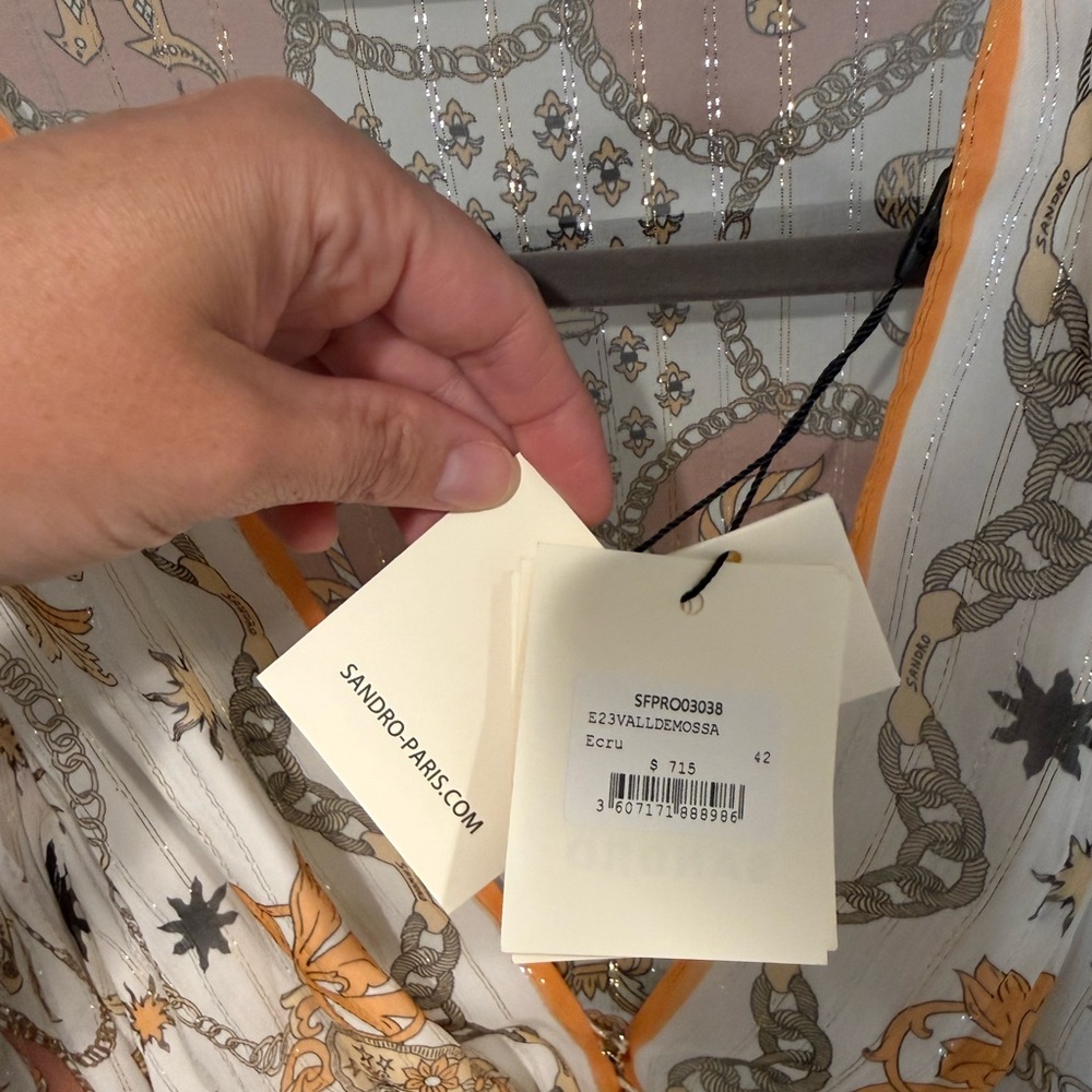 Sandro White and Orange Patterned Maxi Dress - Picture 2 of 4